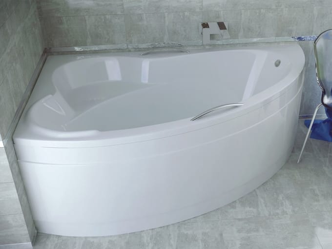 Badland ADA hoekbad 160 x 100 cm links wit met styropor ombouw