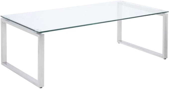 Moderne Salontafel van Geharde Glas en Gecoat Metaal
