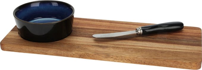 Excellent Houseware Serveerplank/borrelplank - hapjes - keramiek - blauw - incl. mesje