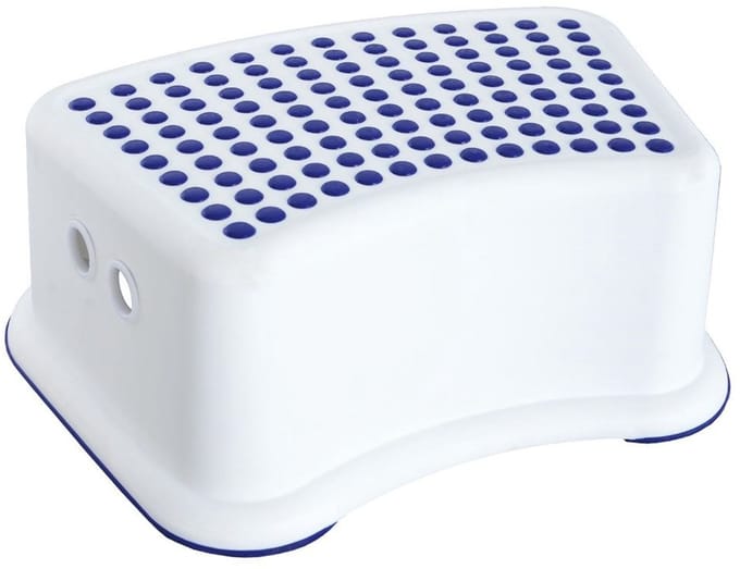 Tabouret Antidérapant Orion pour Enfants, Blanc et Bleu, 26 x 36 x 13 cm