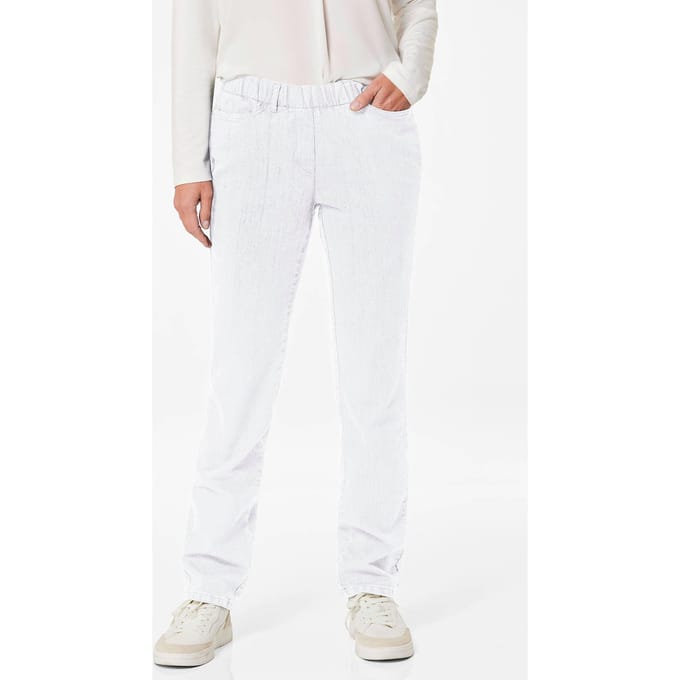 Klassieke jeans CARLA met elastische tailleband - wit - Gr. 25 van Goldner Fashion
