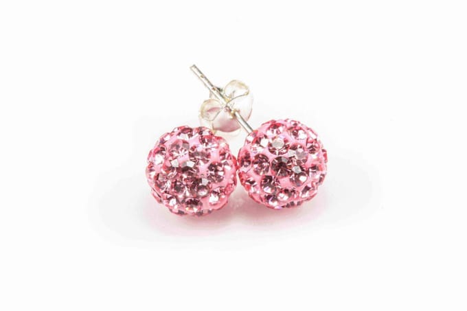 Karma Oorbellen Crystal Ball Pink Zilver | 4 mm