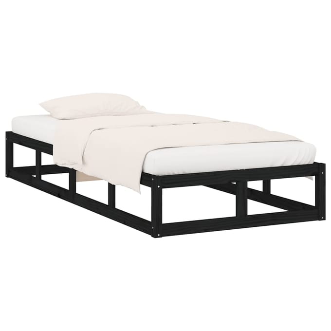 vidaXL - Bedframe - massief - hout - zwart - 90x200 - cm