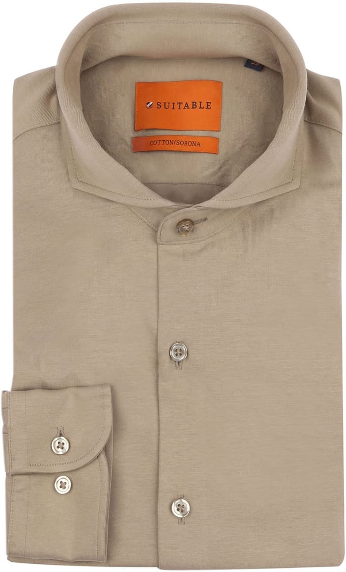 Suitable Sorona Overhemd Beige - Maat 41 - Heren - Overhemden Formeel