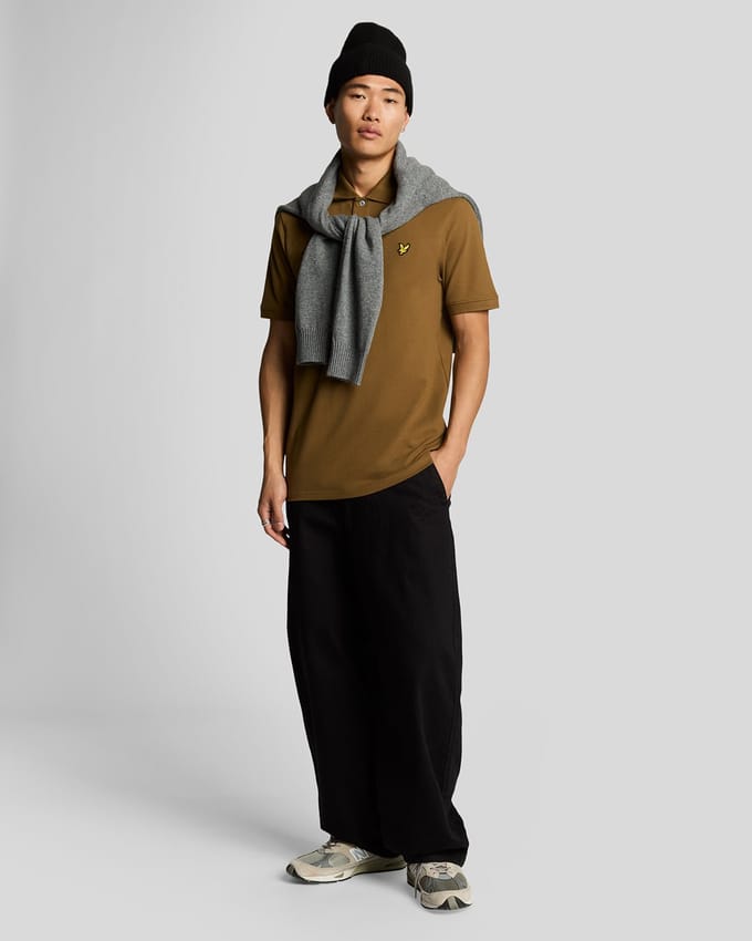 Lyle & Scott-logo op de borst Wild Nettle bruin poloshirt