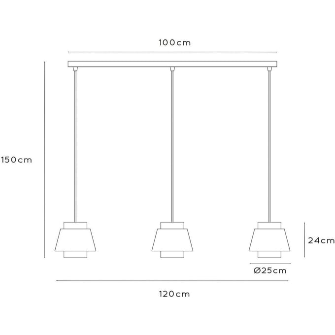 Lucide Tribute hanglamp, 3-lamps, lineair, textiel, beige