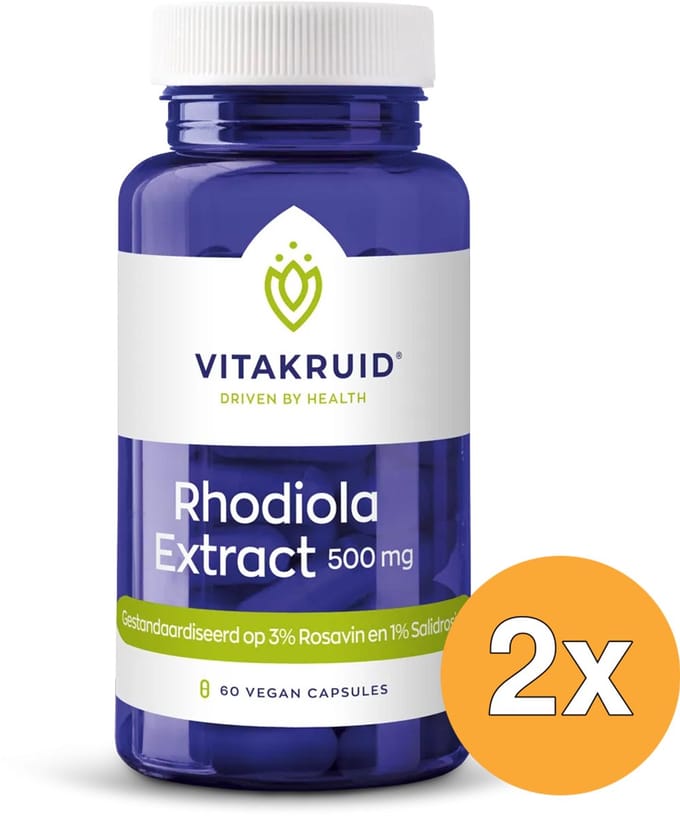 2x Vitakruid Rhodiola Extract 500 mg 3% Rosavin 1% Salidroside (60 vega capsules)