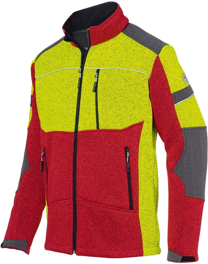 KUBLER FOREST 16507327 Gebreide Werkjas HEREN Veiligheidsjas Rood Geel - Winddicht - 100 Procent Polyester