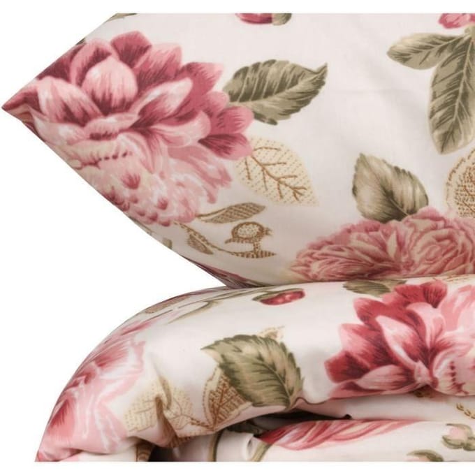 Beddengoedset - 1 dekbedovertrek 220 x 240 cm + 2 kussenslopen 60 x 60 cm - 65% katoen, 35% polyester - Crème roze