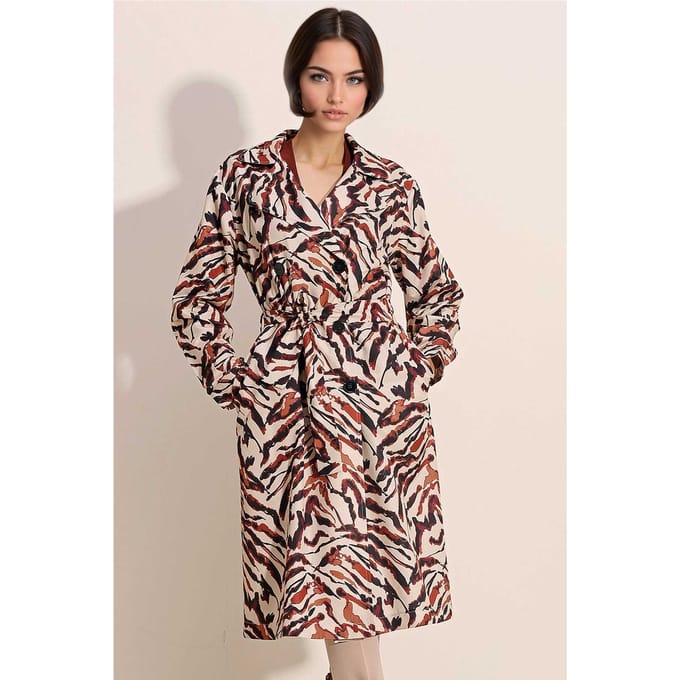 Dubbelgeknoopte Lange Trenchcoat