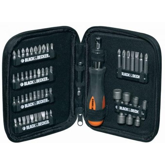 Black+Decker A7104-XJ - Schroevendraaier Set - Ratelschroevendraaier - 56 Elementen - Ergonomische Handgreep