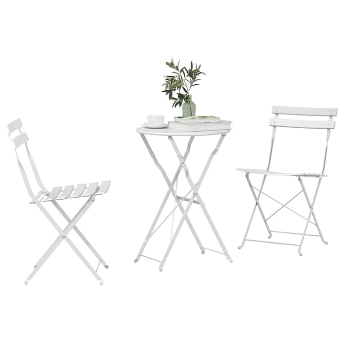 vidaXL - Opvouwbare - Bistroset - 3 - st - Wit - Staal