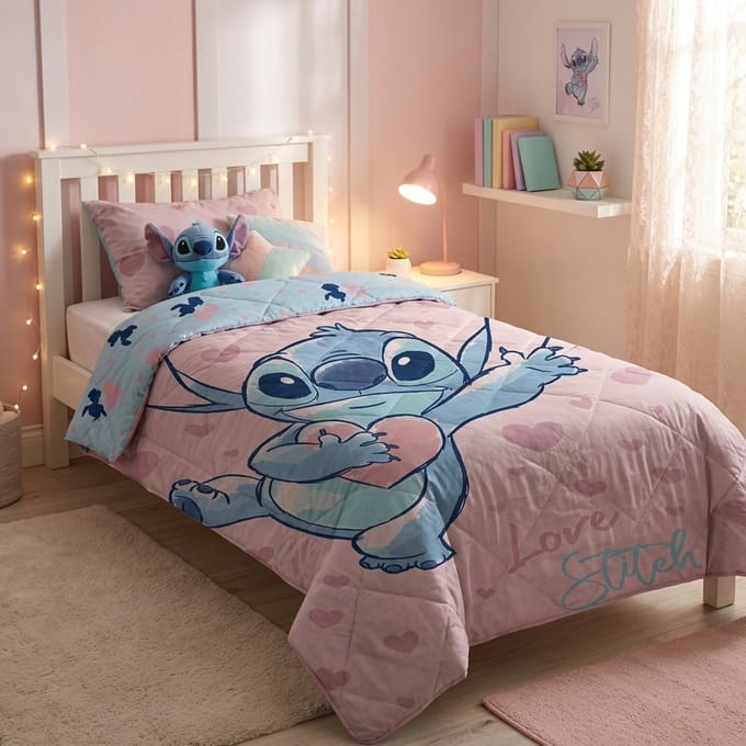 Lilo en Stitch Sprei Love Hartjes - 140 x 200 cm - Polyester