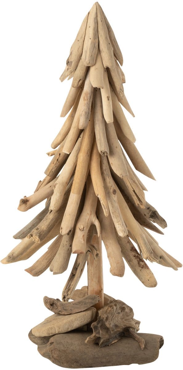 J-Line decoratie Kerstboom op voet - hout - naturel - medium