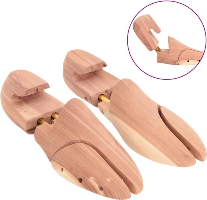 vidaXL - Schoenspanner - met - schoenlepel - EU - 36-37 - massief - cederhout