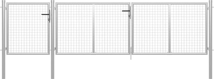 vidaXL - Tuinpoort - staal - 400x100 - cm - zilver