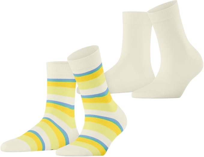 Esprit Crochet Stripe 2-Pack gedessineerd katoen Multipack Sokken dames veelkleurig - maat 39-42