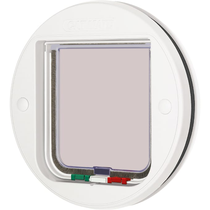 Cat Mate Glazen Fitting Kattenluik met Vierwegsluiting - Rond - Wit 210W