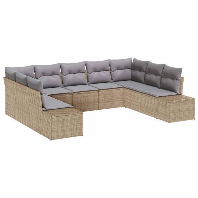 vidaXL Tuin Sofa Set 9 st Beige poly rattan