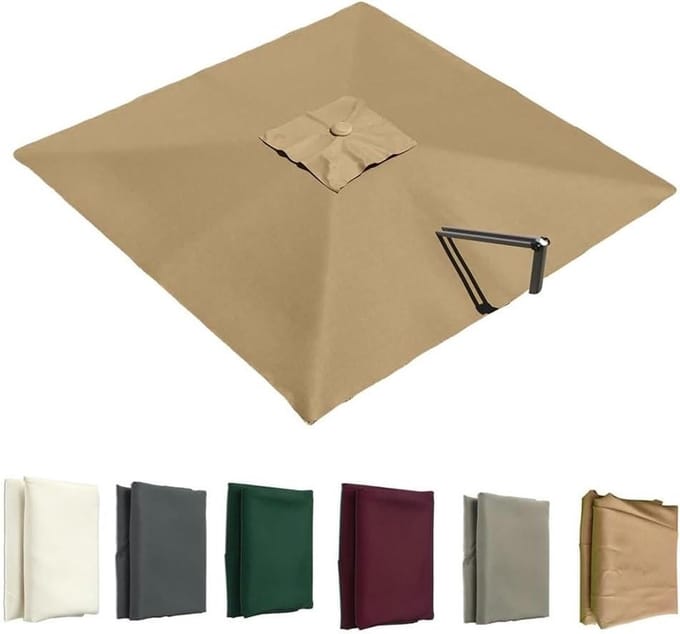 Vervangend Parasoldoek - Parasolhoes Vierkant - Buitenruimte Creëren - UV-bestendig Polyester - 3 x 3.0m - Khaki