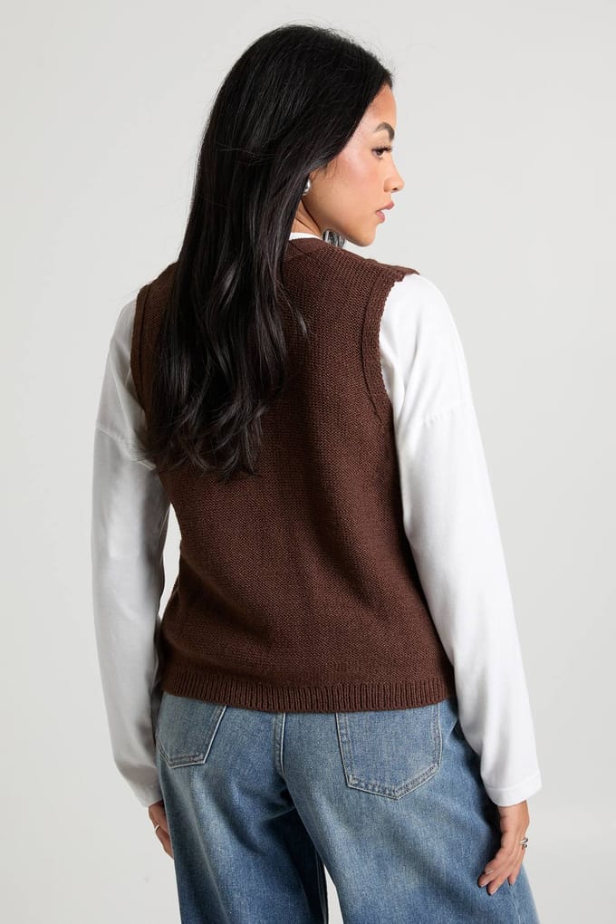 boohoo Dames Toggle Button Kabelgebreide Waistcoat | Chocoladebruin | Maat: Medium