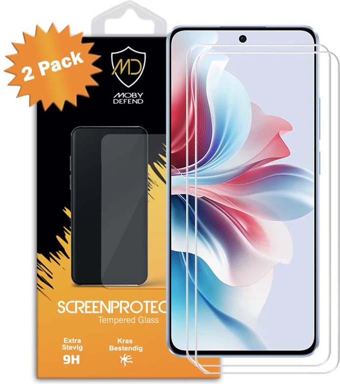 2-Pack MobyDefend Screenprotectors - Geschikt voor Oppo Reno11 F - Case-Friendly Screensavers - Gehard Glas