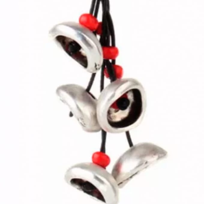 Lange ketting- 7 kelkjes- Metaal-Rood - Charme Bijoux