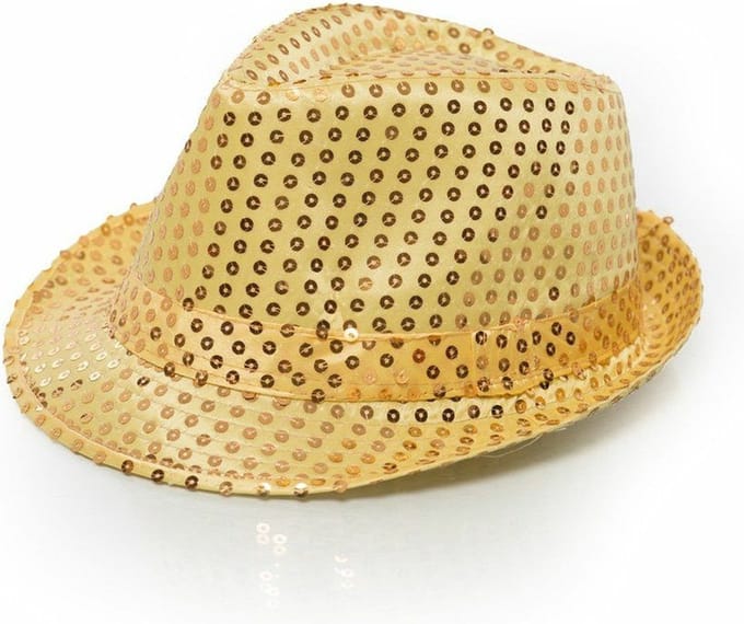 Partychimp Trilby hoed met pailletten - goud - glitter - Toppers
