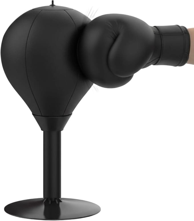 Kantoor Bokszak - Mini Bokszak Snelheid - Reactiesnelheid Trainen - Zuignap Bevestiging - 40 cm - Zwart
