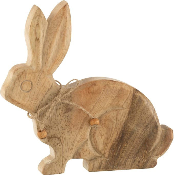 J-Line decoratie Konijn Knoop - hout - naturel - medium