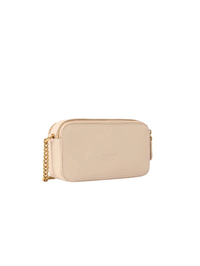PINKO Carrie Mini tas Schoudertas Leer 18 cm - Dames - beige-grigio fumo