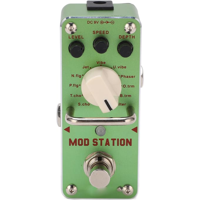 Gitaareffectpedaal MOD STATION 11 Effecten Modulatie Ensemble met Metalen Behuizing Groen beige