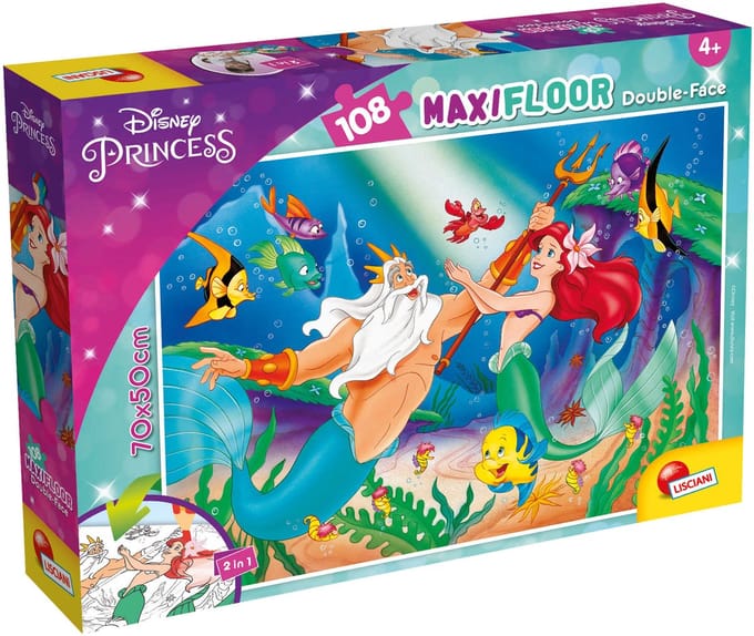 Lisciani - De kleine zeemeermin - Double face - Puzzel Maxifloor - 108 stukjes