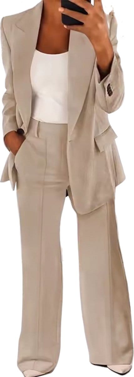 Colbert en Pantalon Lounge - Beige - Kledingset - Dames