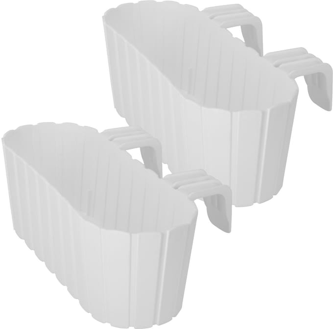 Kotarbau Serie - Ovale Balkon Bloembakken - Rustiek Wit - 40 cm - Set van 2