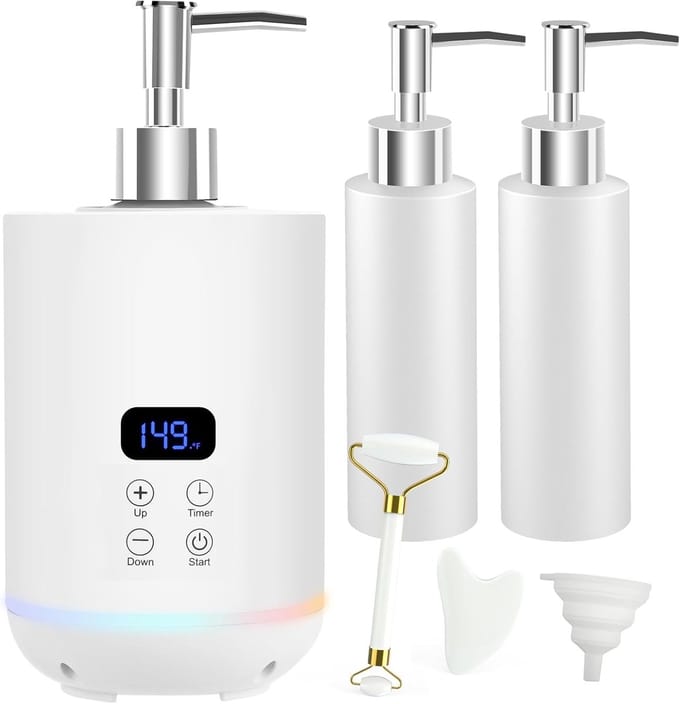 Massageolie Warmer - Digitale Dispenser - Ontspanning Thuis - Instelbare Temperatuur - 250ml Capaciteit - Wit