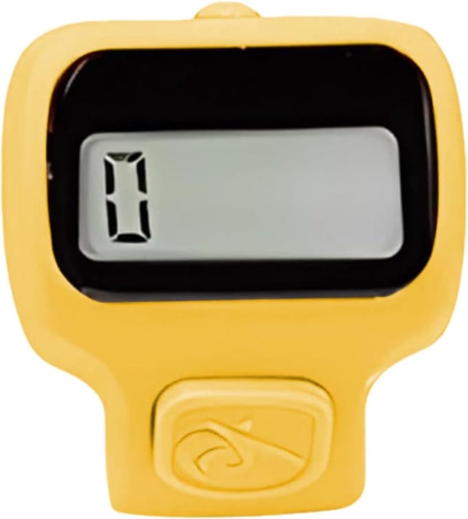 Digitale Teller - Handteller Vinger - Activiteiten Bijhouden - LED Verlichting - 9 x 5 cm - Geel