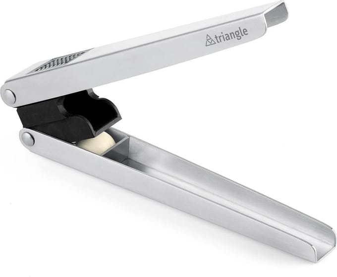 Triangle 2-in-1 Knoflookpers en -snijder – 19 cm – RVS