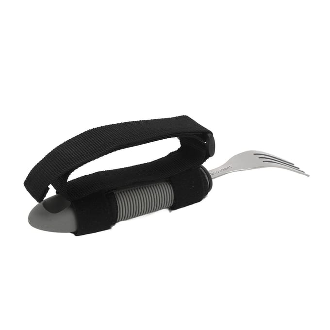 Fourchette Adaptative Ustensiles Manchette Main Aides à Manger Acier Inoxydable Fourchette pour Handicapés pour Alzheimer AVC black