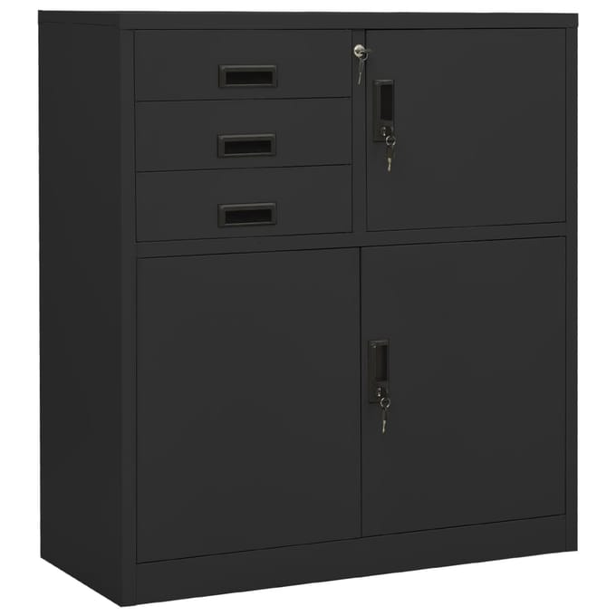vidaXL - Kantoorkast - 90x40x102 - cm - staal - antracietkleurig