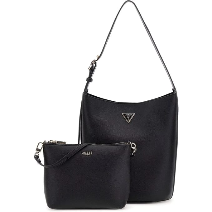 GUESS schoudertas accessoiretas Meridian II Bucket Bag Black zwart