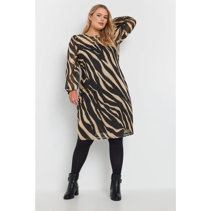 Yours Minijurk Van Mesh Met Zebraprint In Zwart/Beige Size 44