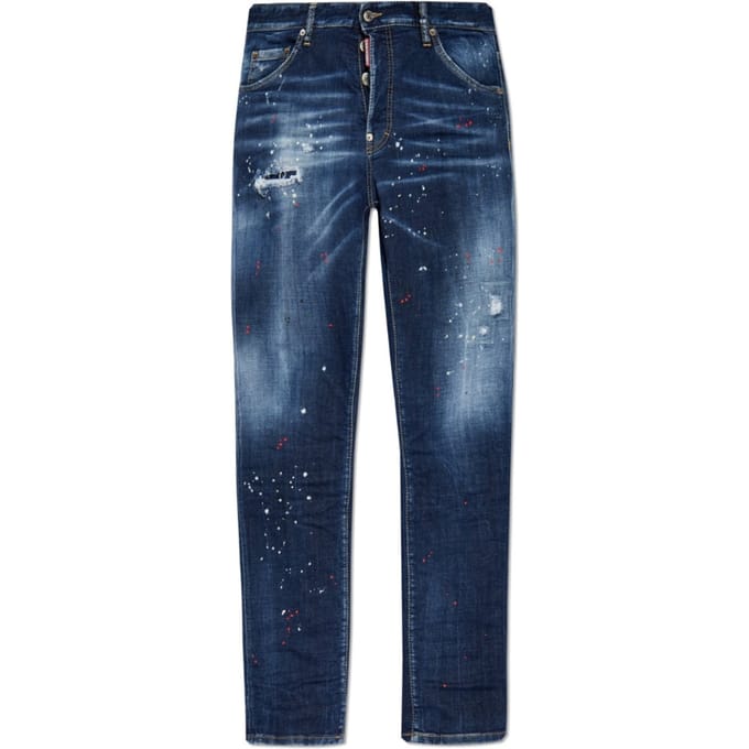 Dsquared2 Marineblauwe Cool Guy Jeans Met Verfspatdesign