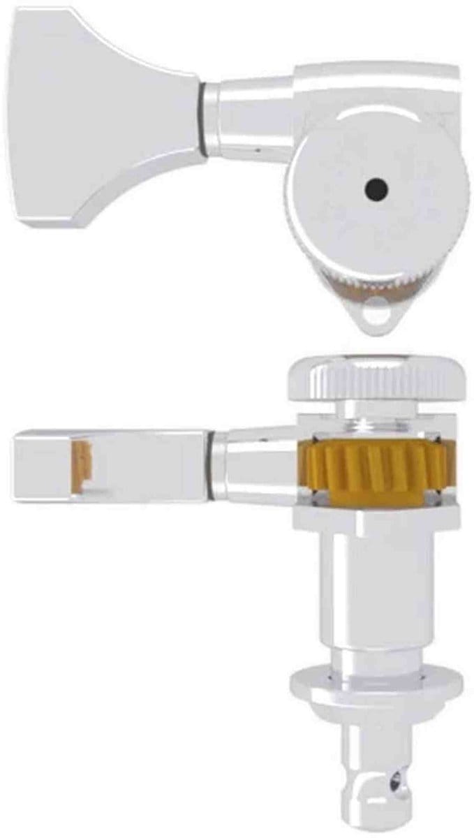 Hipshot HS6GL0CT-21 Guitar tuner, Grip-Lock open, 21.0mm (0.827) post height, treble side, chroom