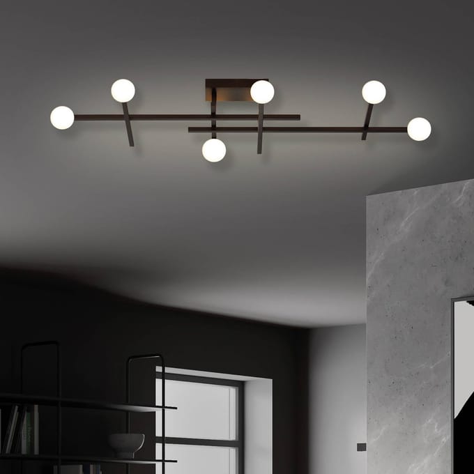 Bopp LED plafondlamp Cross, zwart, aluminium, 6-lamps