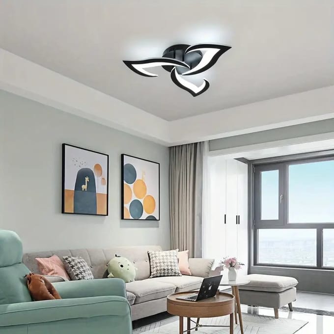 Mrs. Joness - 3 Sterren Plafondlamp - Koud Wit - 52 cm - Woonkamerlamp - Zwart - Moderne lamp - Plafoniere