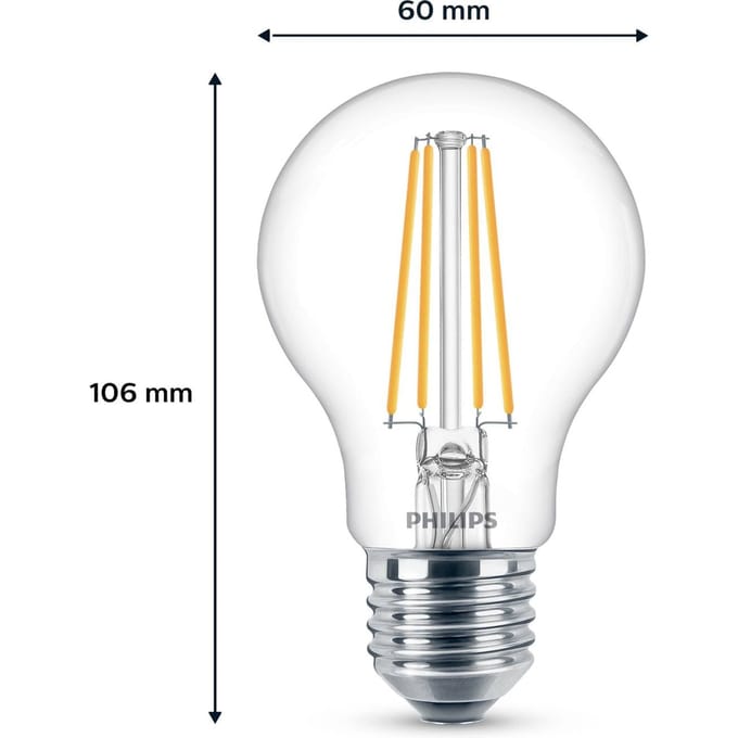 Philips LED spot LEDClassic 7W/827 (60W) Transparant 2-pack E27