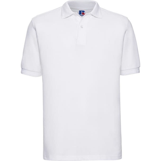 Russell Heren Polycotton Pique Slijtvast Poloshirt (Wit)