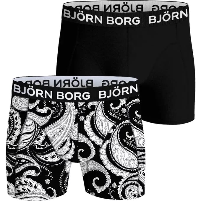 Björn Borg Bamboo Cotton Blend boxers - heren boxers normale lengte (2-pack) - zwart - print