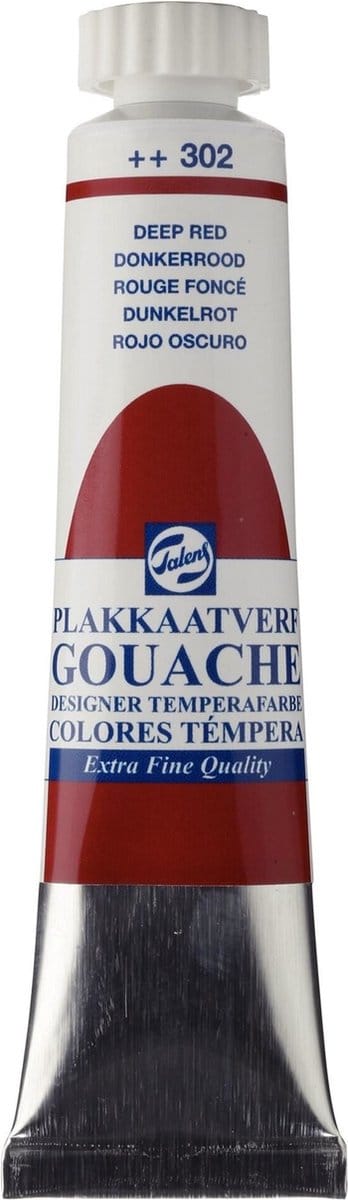 Plakkaatverf - 302 Donkerrood - Gouache extra fine - Talens - 20 ml